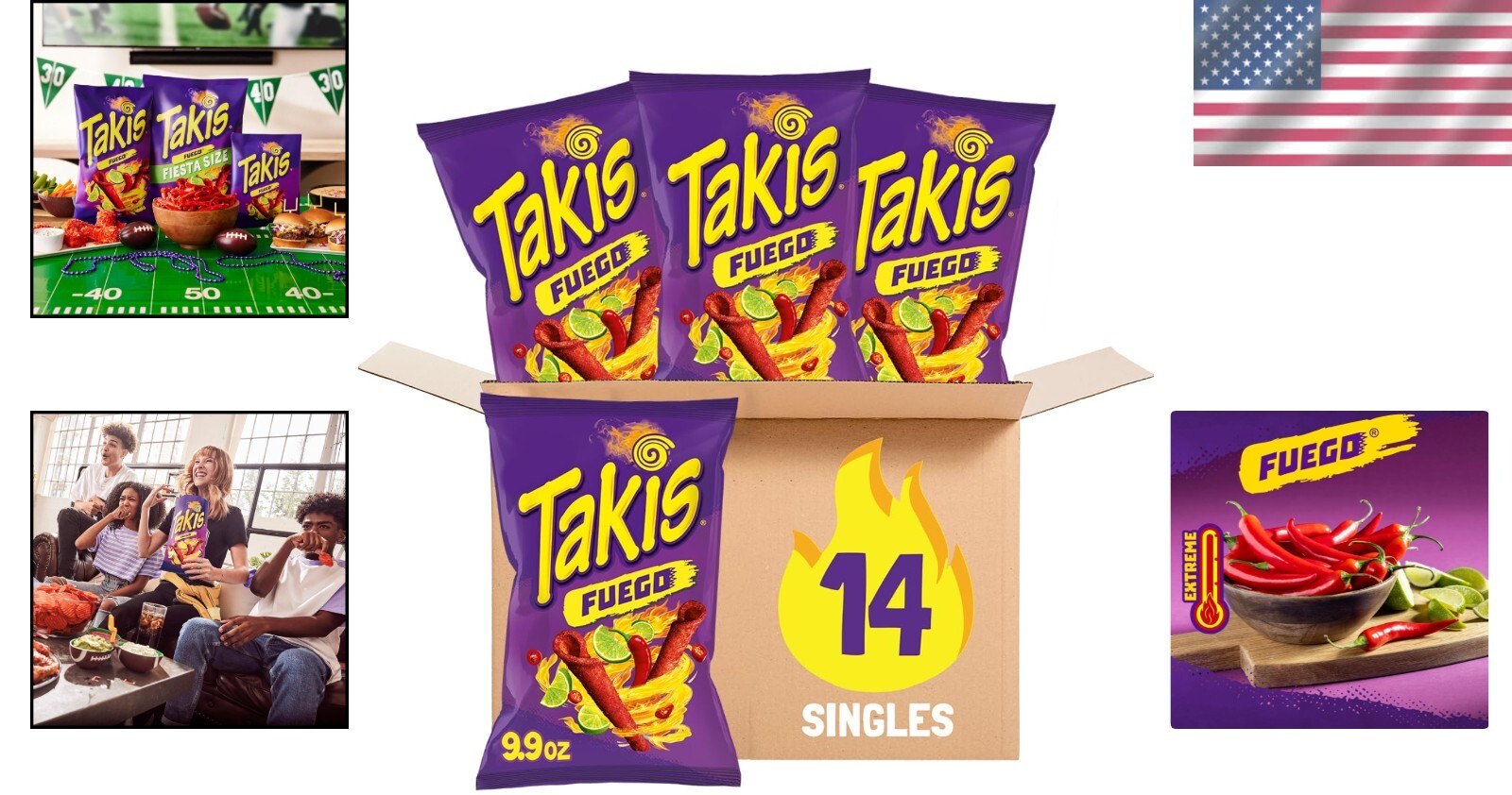 Fuego Tortilla Chips: 14 ct Extreme Chili & Lime Flavor for Group Snacking