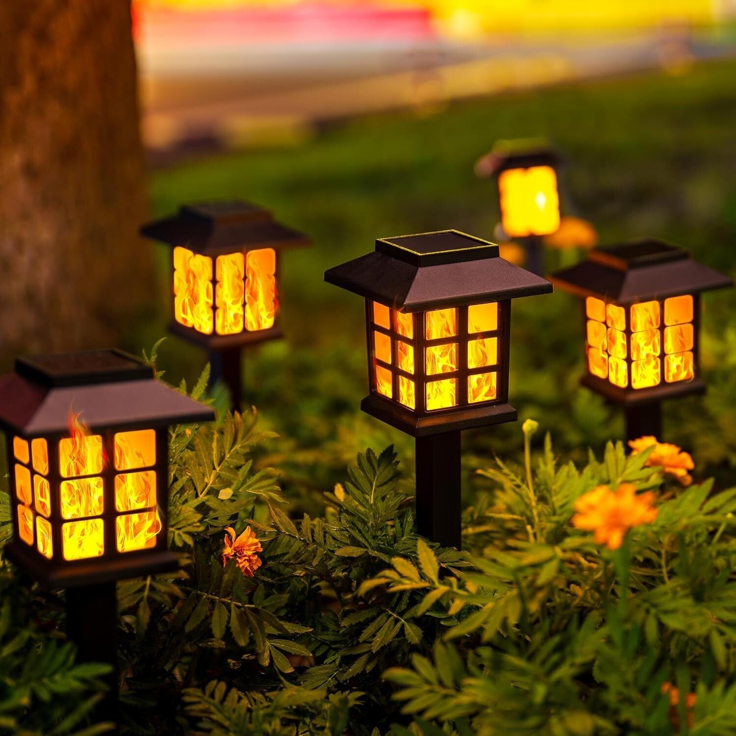 10-Piece Decorative Solar Lights - Flickering Flame Design for Outdoor Elegance