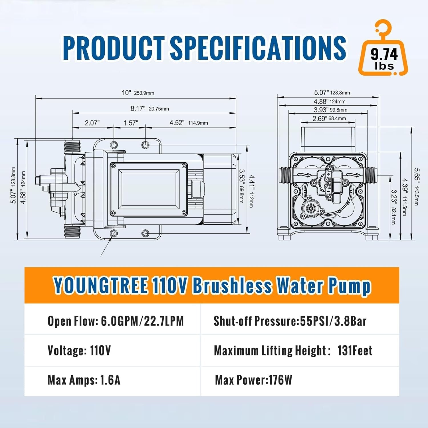 Professional-Grade Water Pump - 110V, 6.0 GPM, Perfect for Home & Industrial Use