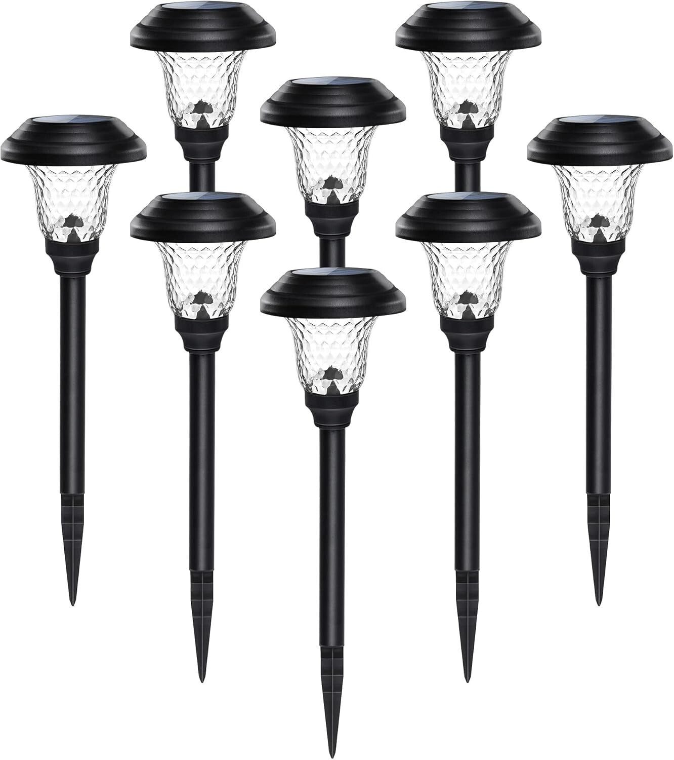 8 Pack Waterproof Solar Pathway Lights - Warm White LED Outdoor Elegance