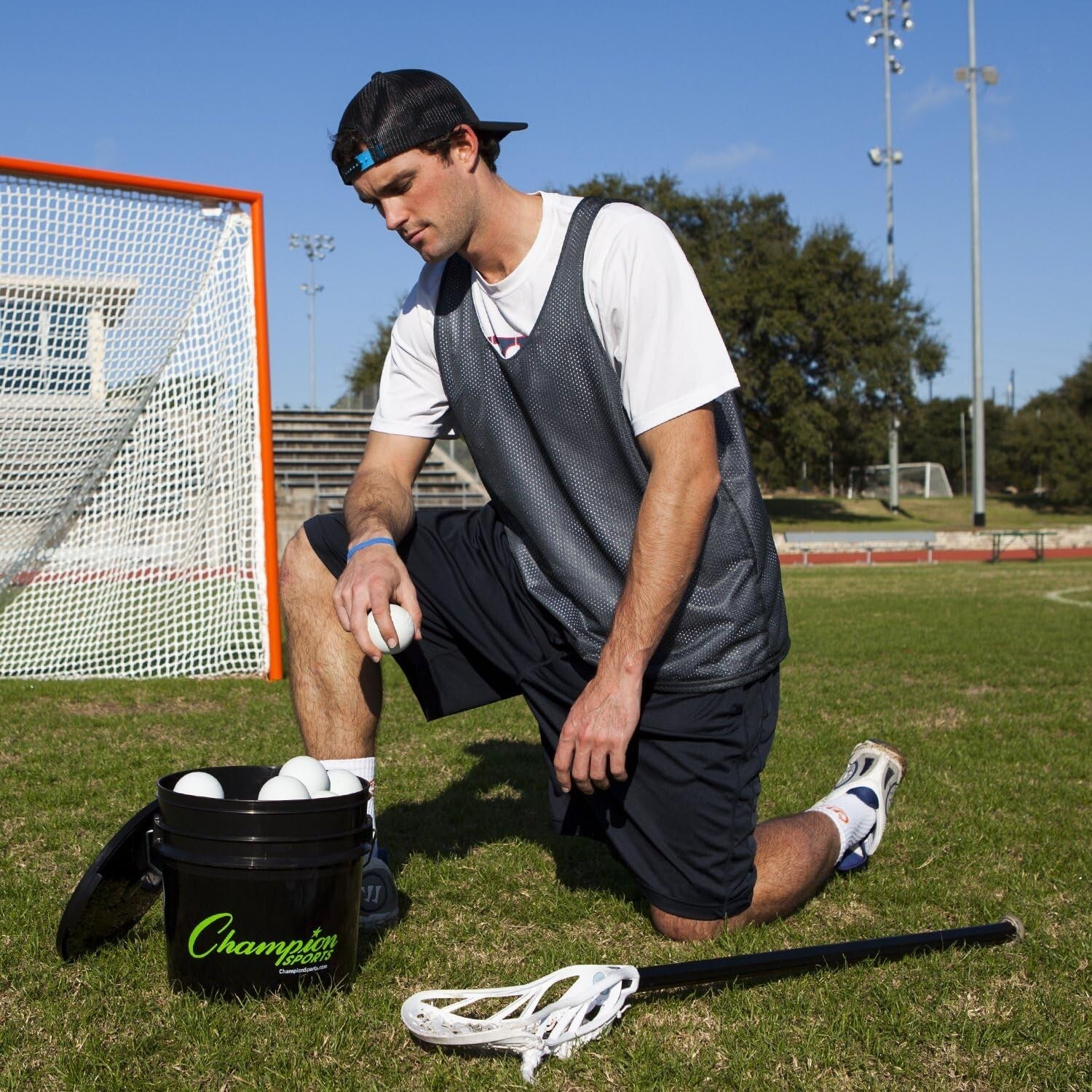 36 Count Regulation Lacrosse Balls in Bucket - NCAA Certified White Training Set