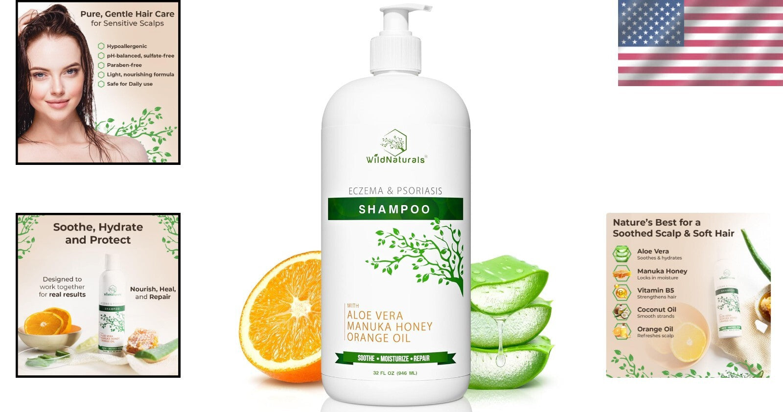 Hypoallergenic Anti-Dandruff Shampoo for Eczema & Psoriasis - Nourishing Relief