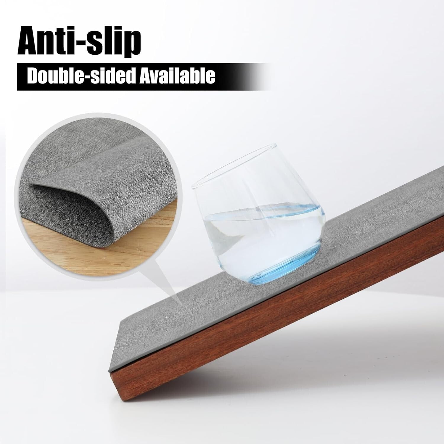 Set of 8 Light Grey Faux Leather Placemats - Stylish Heat Resistant Dining Mats