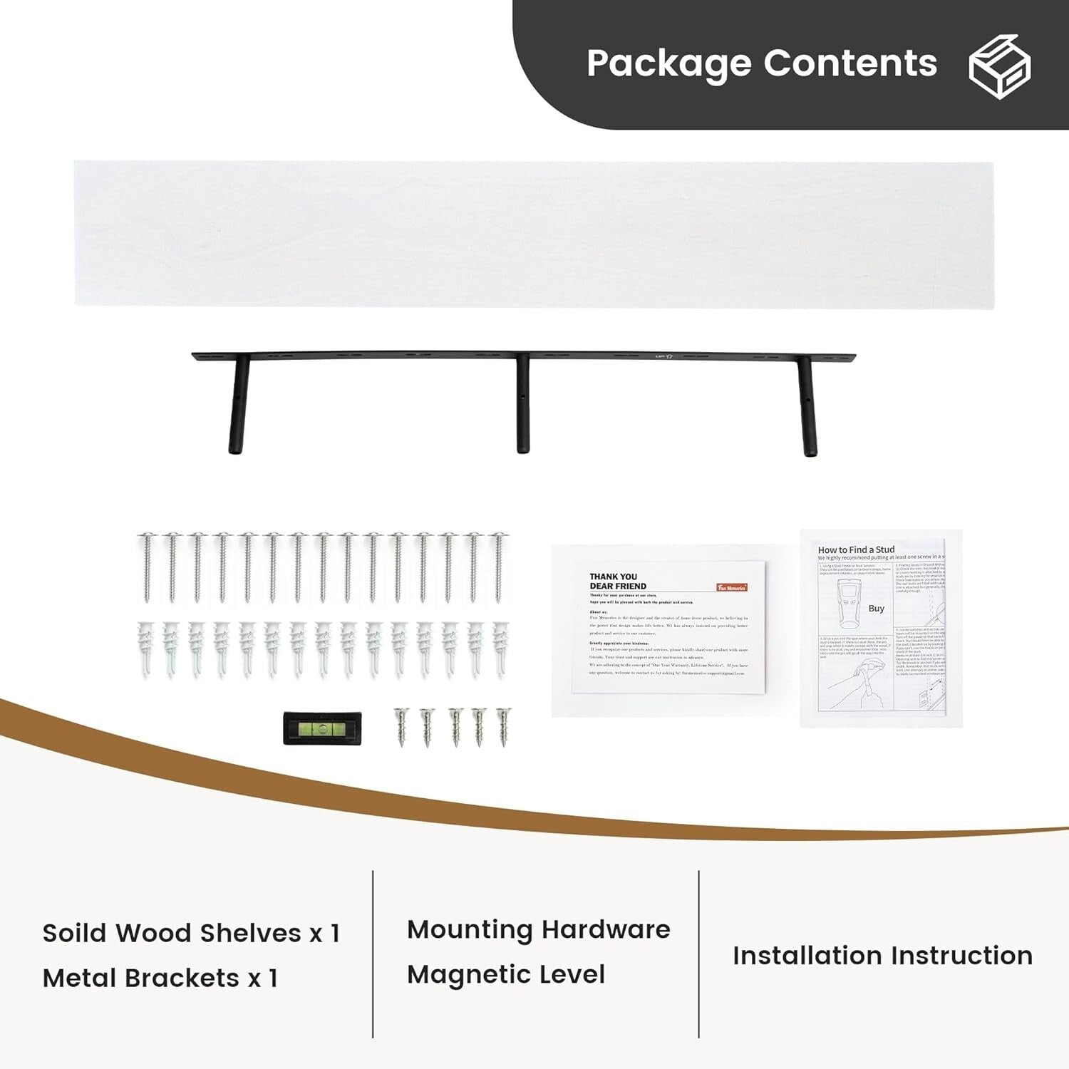 Deep Pine Wood Wall Shelf - Heavy-Duty Mounting Bracket for Functional Decor