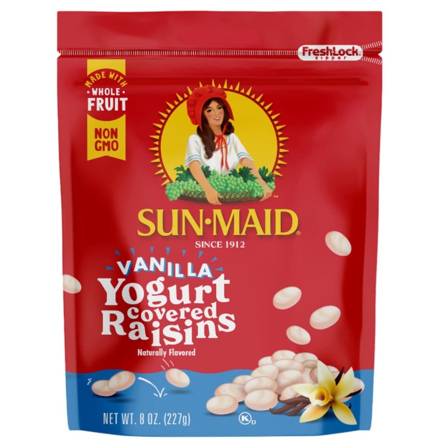 8 oz Resealable Vanilla Yogurt Raisins - Perfect Snack for Lunches and More