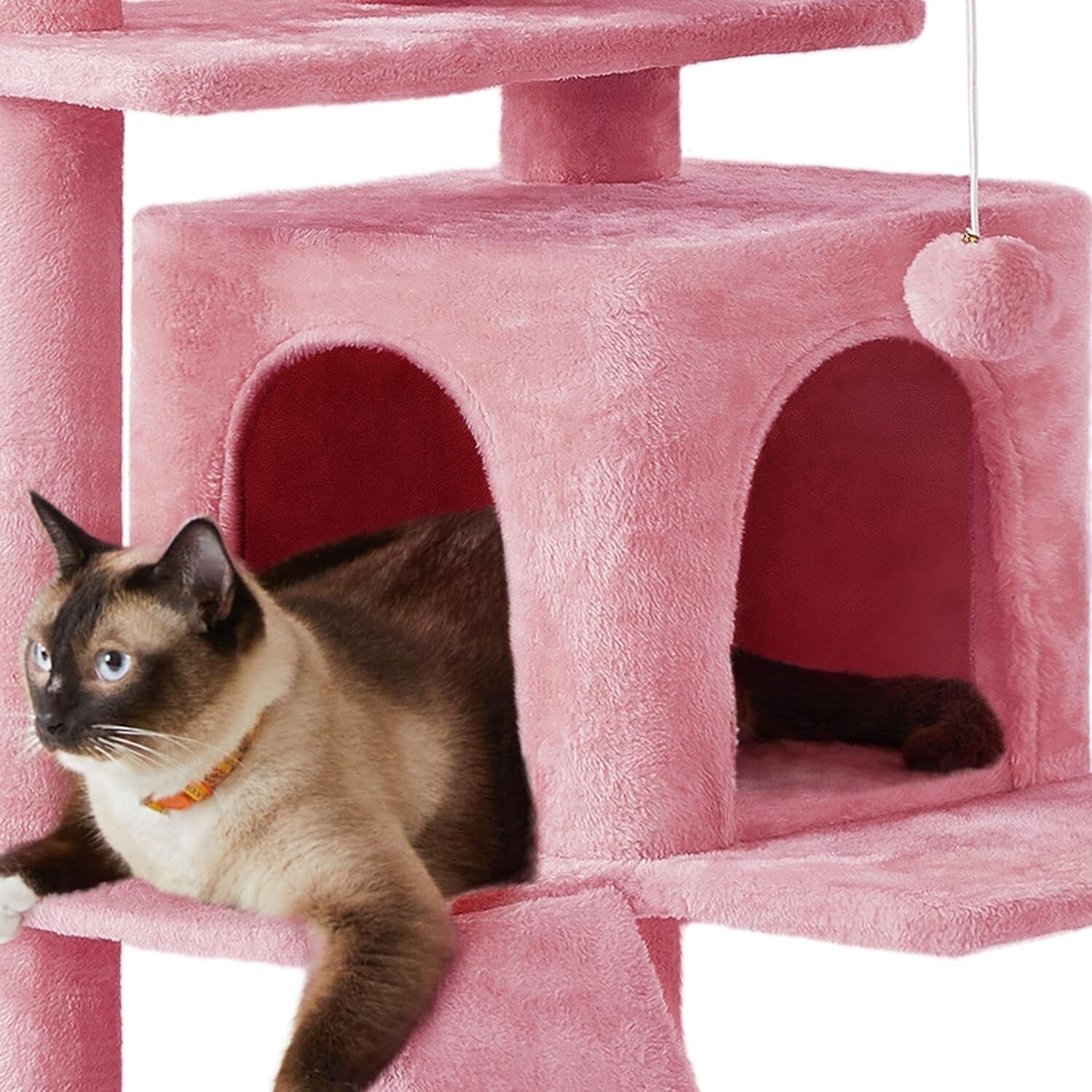 Stylish Multi-Level Cat Tree with Condos and Scratching Posts - 70in Pink