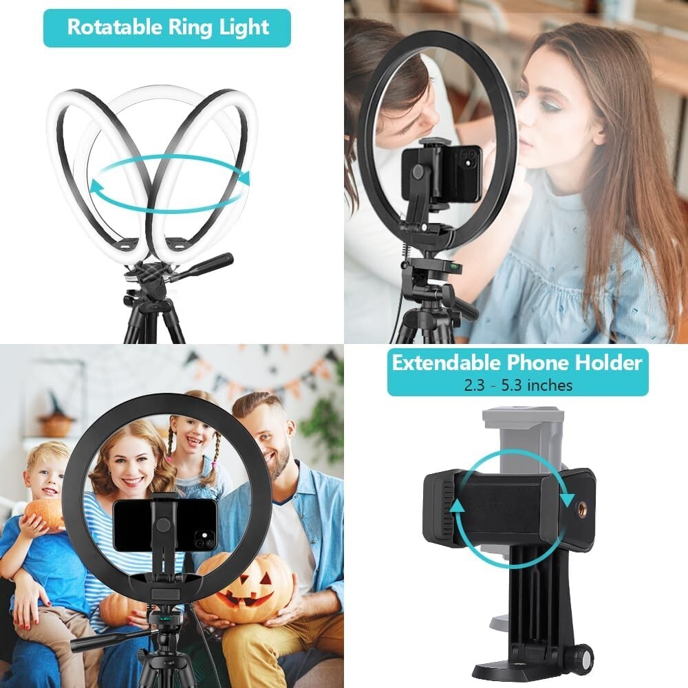 12'' LED Ring Light with Extendable 50'' Tripod Stand - Perfect for YouTube &...