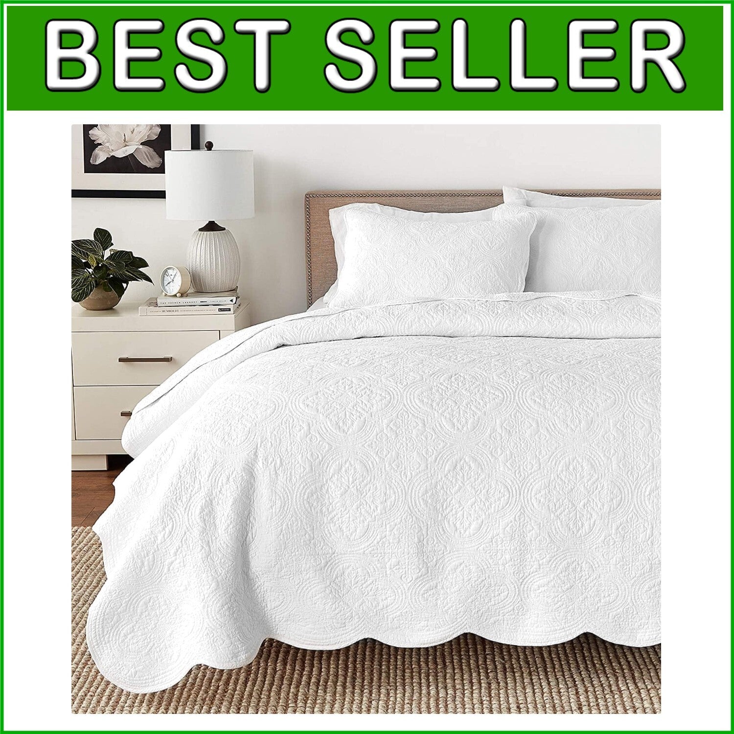 Elegant King Size 3 Piece Cotton Embossed Bedding Set - All Season Comfort