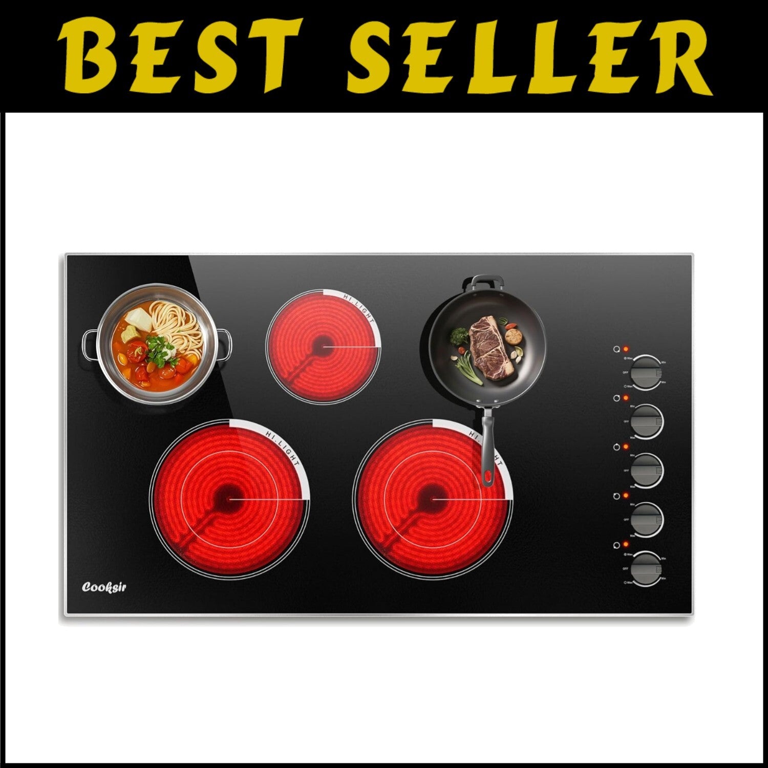 Versatile 36-Inch Electric Stove - 5 Burner Knob Control for Culinary Precision