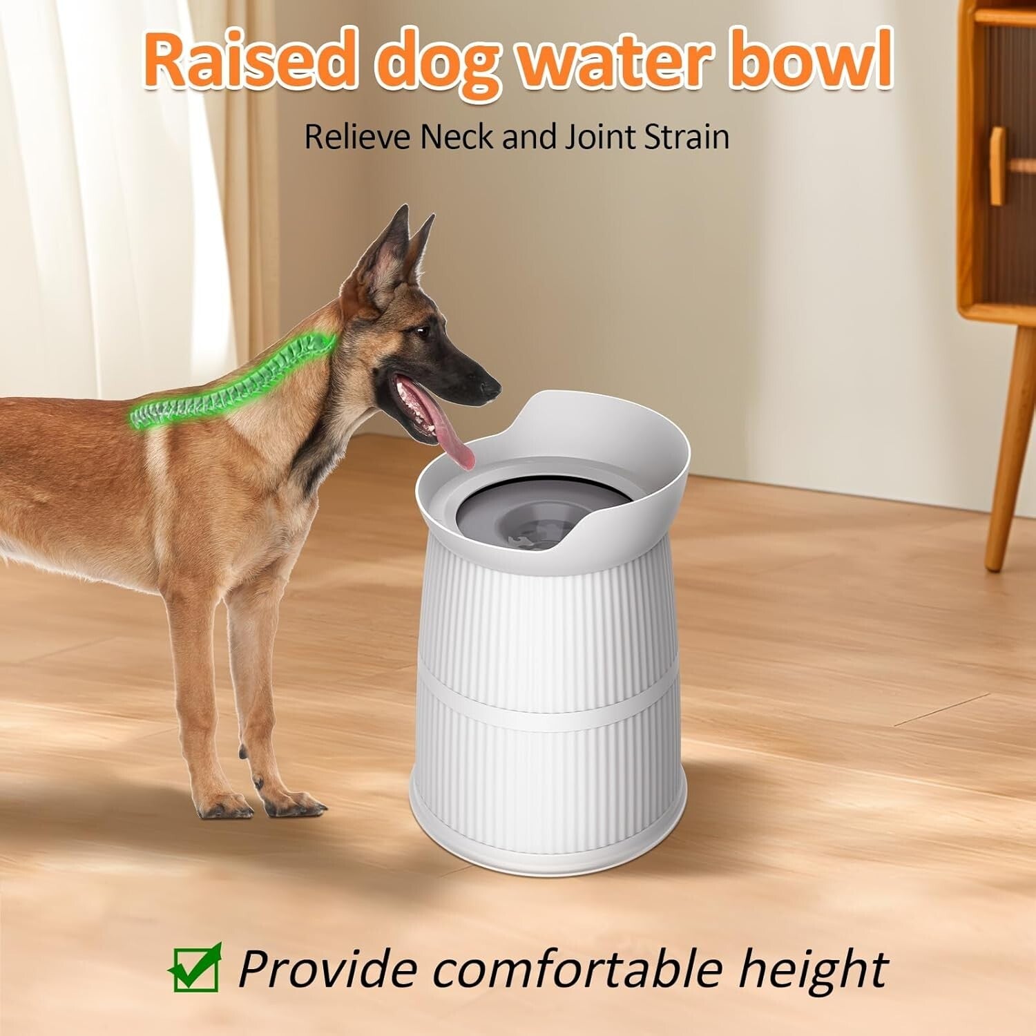 4.4L Stainless Steel Elevated Dog Water Bowl with Non-Slip Base for Large Dogs