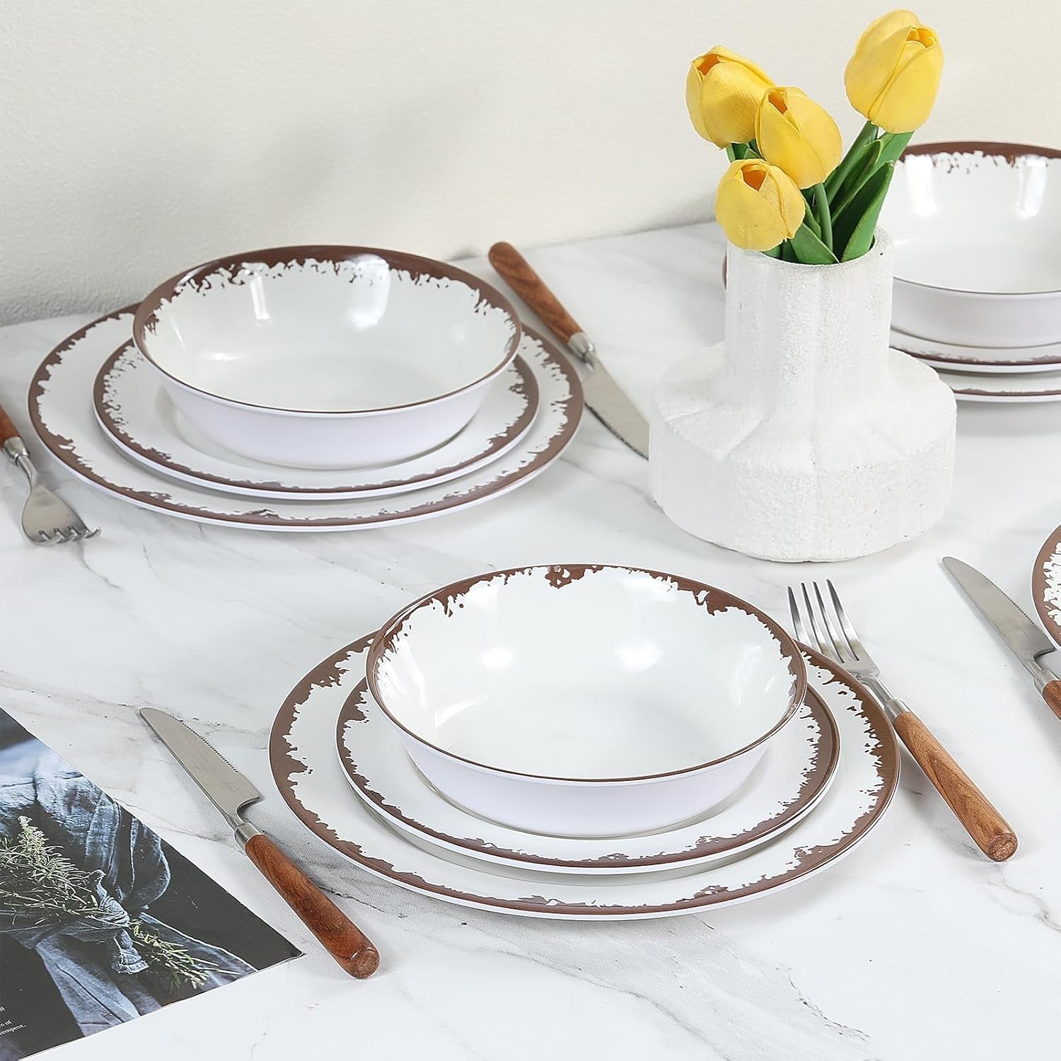 Dishwasher Safe Off-White 12-Piece Melamine Serving Sets for All Occasions