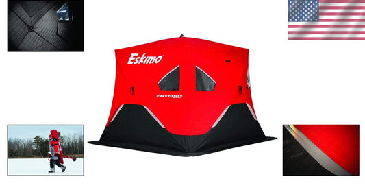 3-4 Person Waterproof Pop-Up Ice Fishing Shelter with Storage & Ventilation