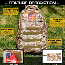 Load image into Gallery viewer, Lightweight Camo Backpack with MOLLE System and USB Charging - Perfect for Teens