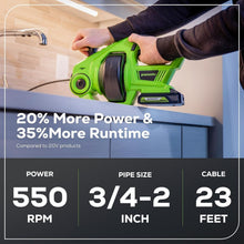 Load image into Gallery viewer, Cordless Drain Auger 24V - Ergonomic Design, 550 RPM for Effortless Clog Removal