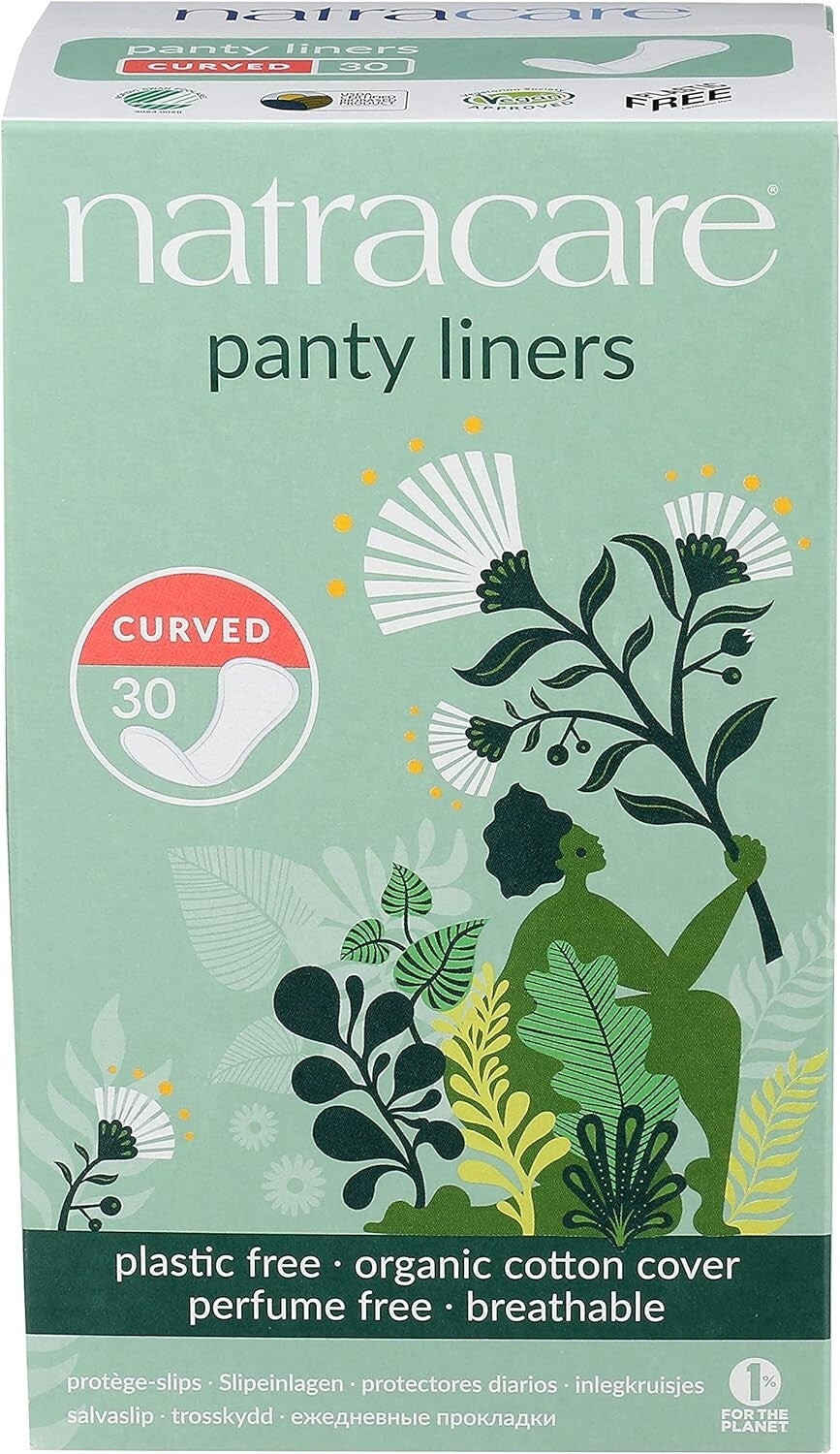 Organic Cotton Curved Panty Liners - 30 Count, Pack of 16 for Sensitive Skin