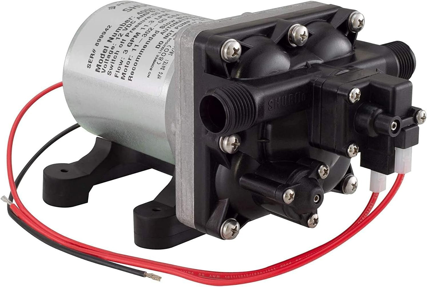 Compact 12V Water Pump for RVs - 3 GPM Flow Rate with Noise Reduction