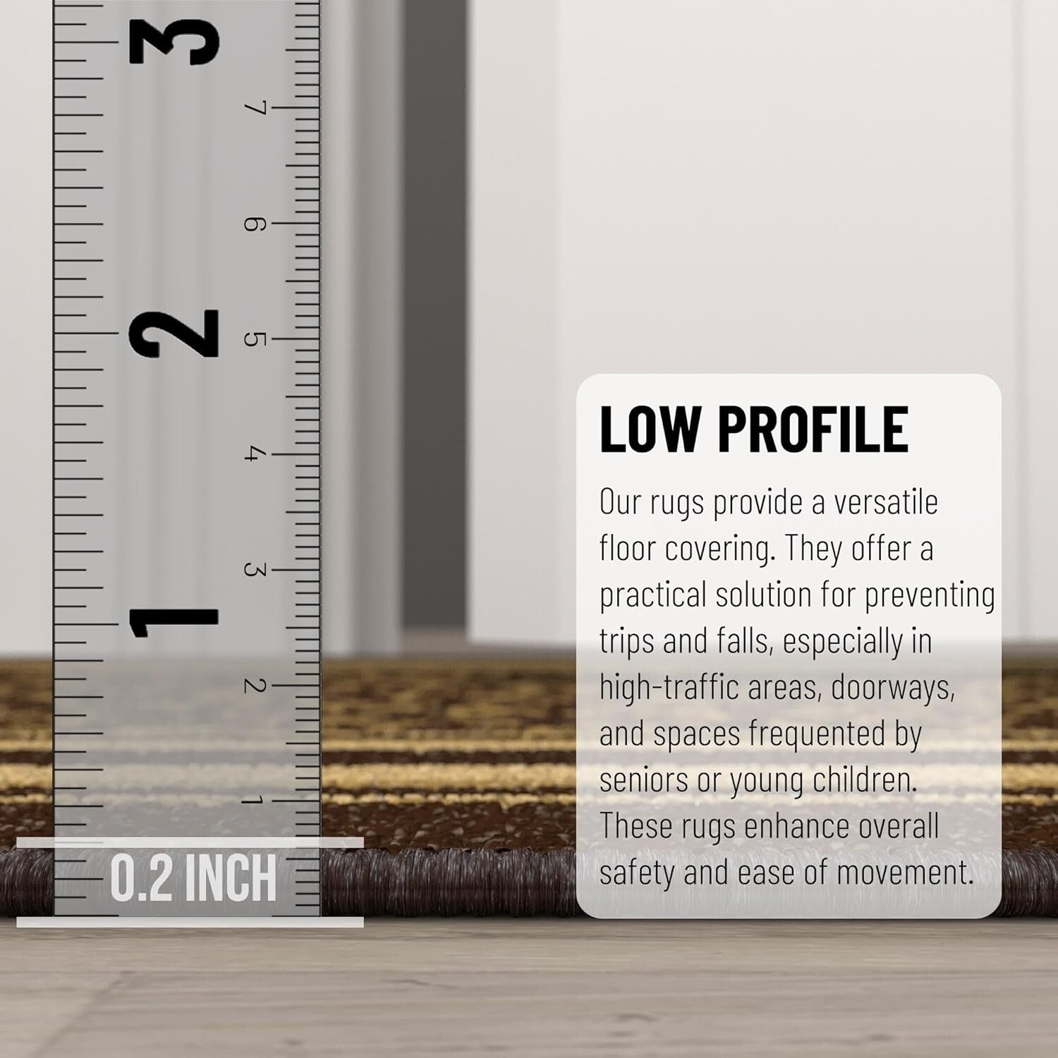 Non-Slip Brown Polypropylene Runner Rug 2'7" x 9'10" for High Traffic Areas