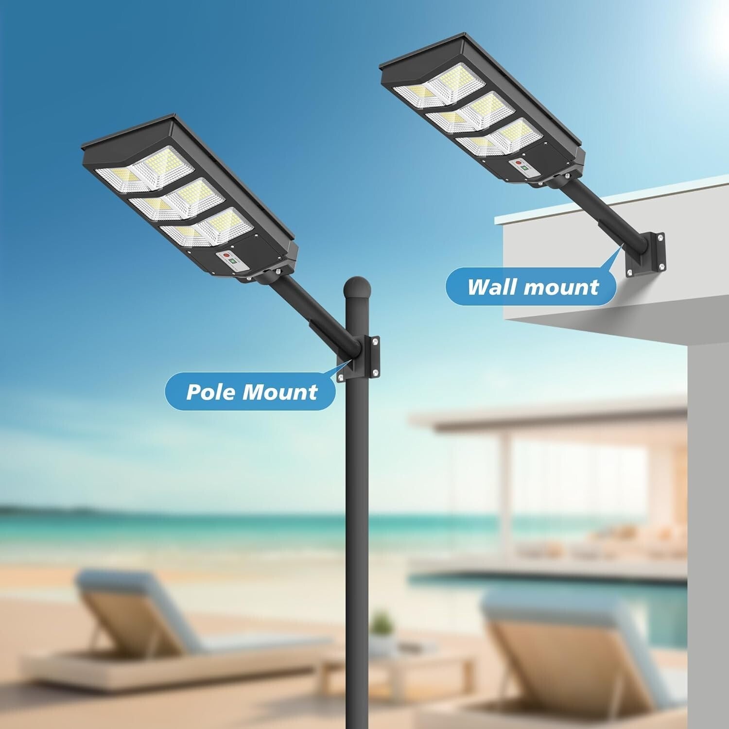 Dusk to Dawn Solar Street Lights for Outdoor Security – 2 Pack, IP66 Waterproof