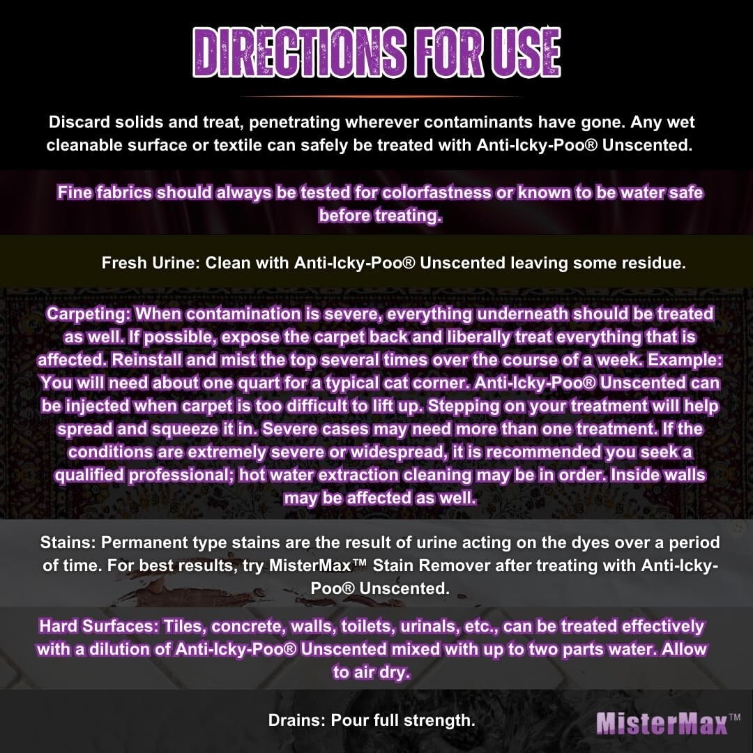 128 Fl Oz Gallon of Unscented Anti-Icky Poo - Ultimate Pet Odor Eliminator