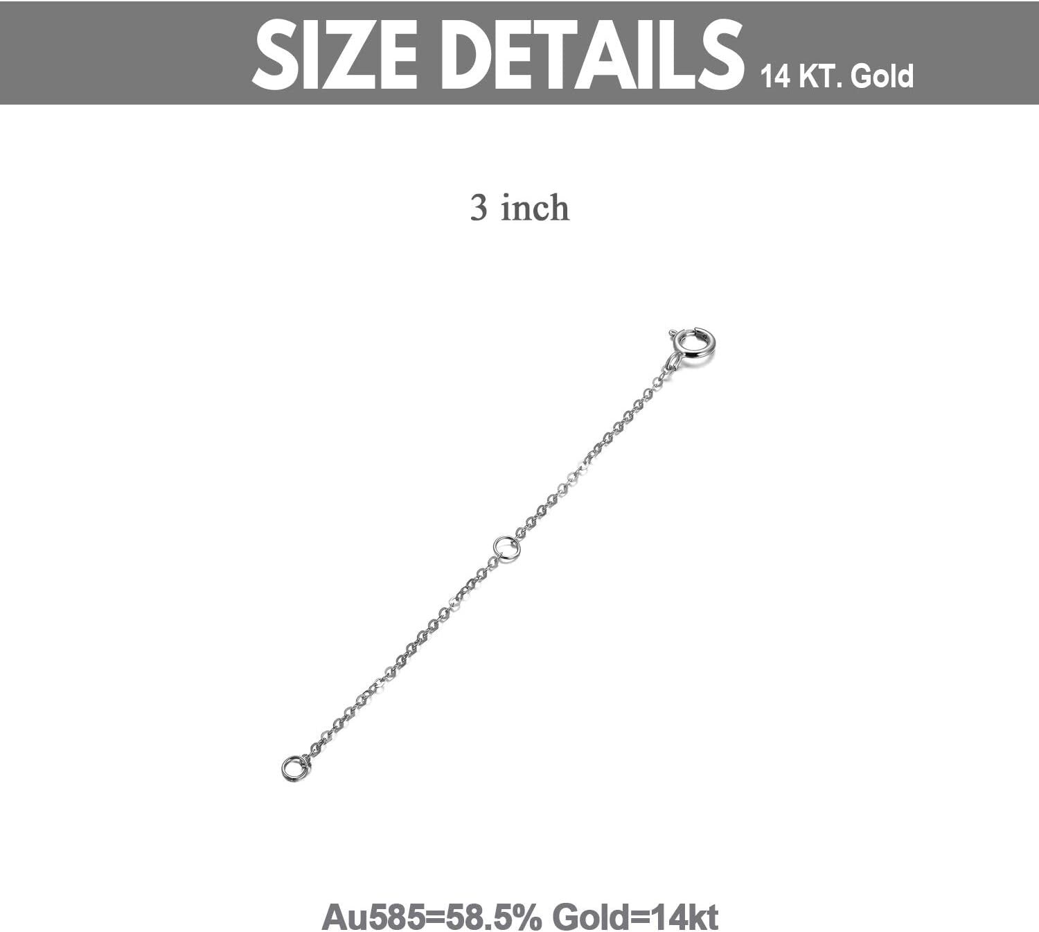 Durable 14K Rose Gold Chain Extender – 3 Inch Adjustable Fit for All Jewelry