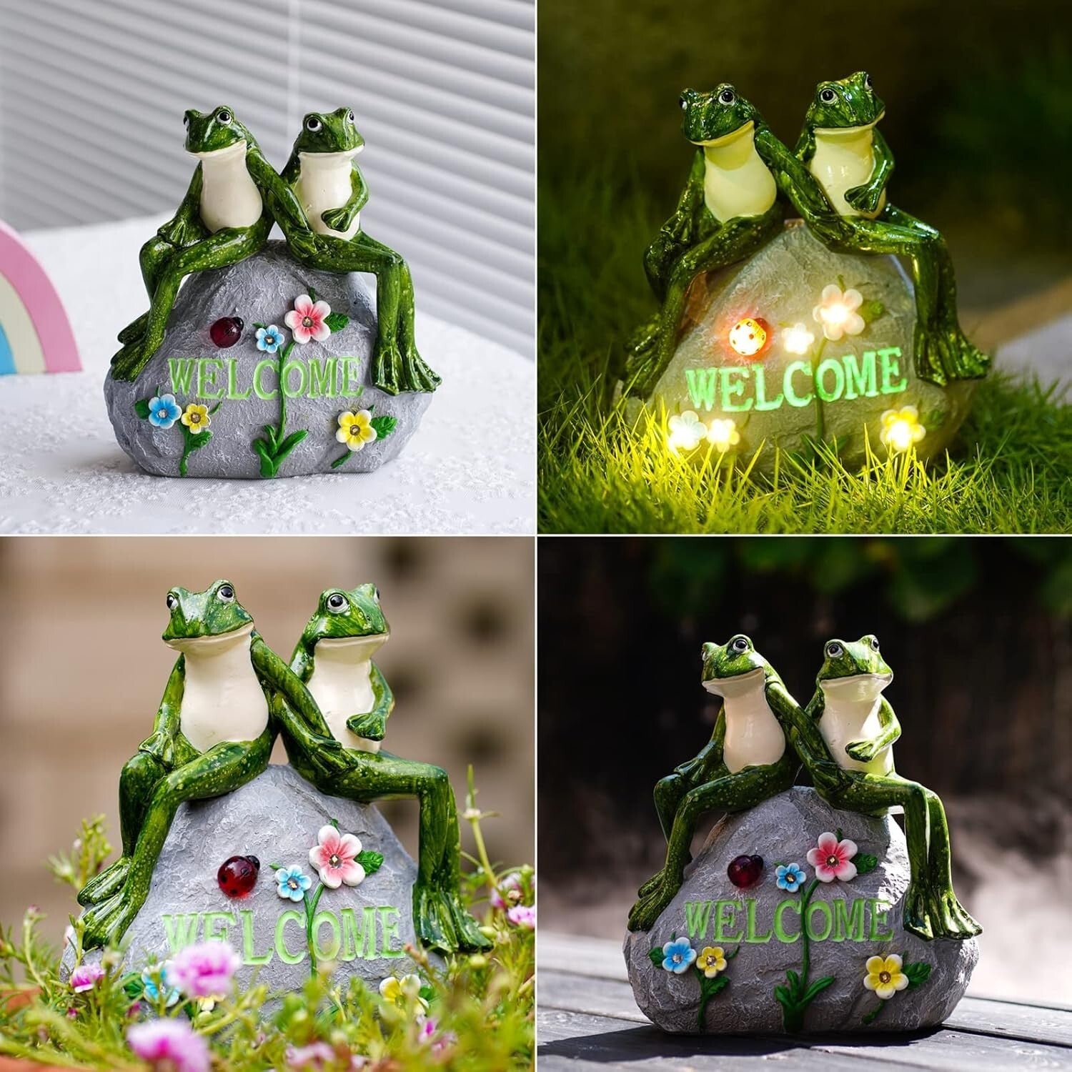 Charming Solar-Powered Frog Statue with Ambiance LED Lighting - Garden Gift