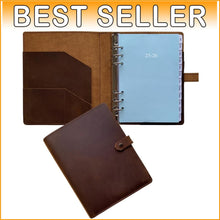 Load image into Gallery viewer, Premium Leather A5 Planner 2025-2026 - Refillable with Card Holder &amp; Pockets