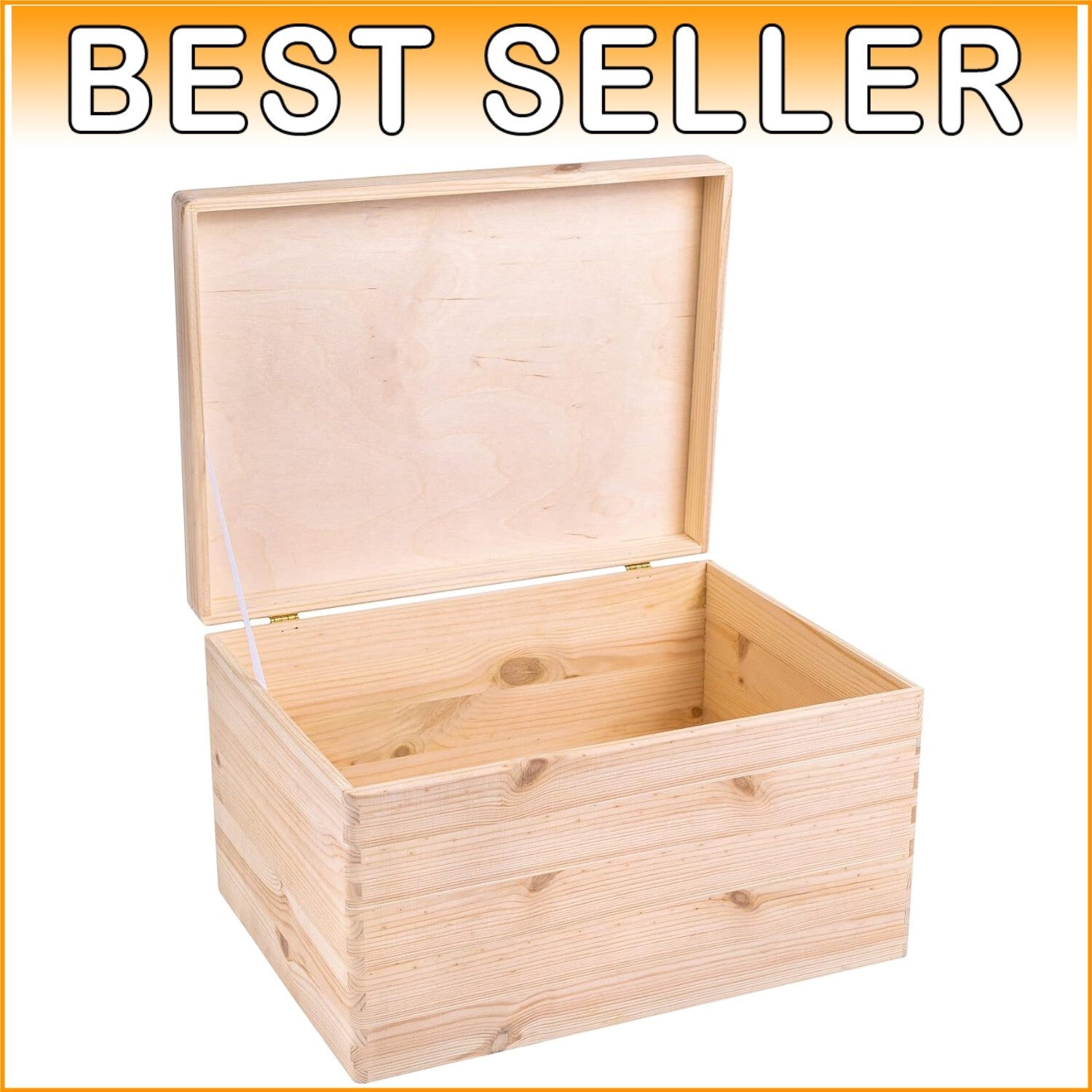 Spacious Hinged Lid Wooden Storage Box - Ideal for Crafts & Toys 15.8x11.8