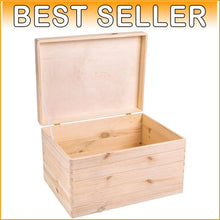 Load image into Gallery viewer, Spacious Hinged Lid Wooden Storage Box - Ideal for Crafts &amp; Toys 15.8x11.8