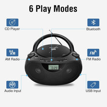Load image into Gallery viewer, High-Quality Stereo CD Player Boombox with Wireless Bluetooth &amp; USB Ports