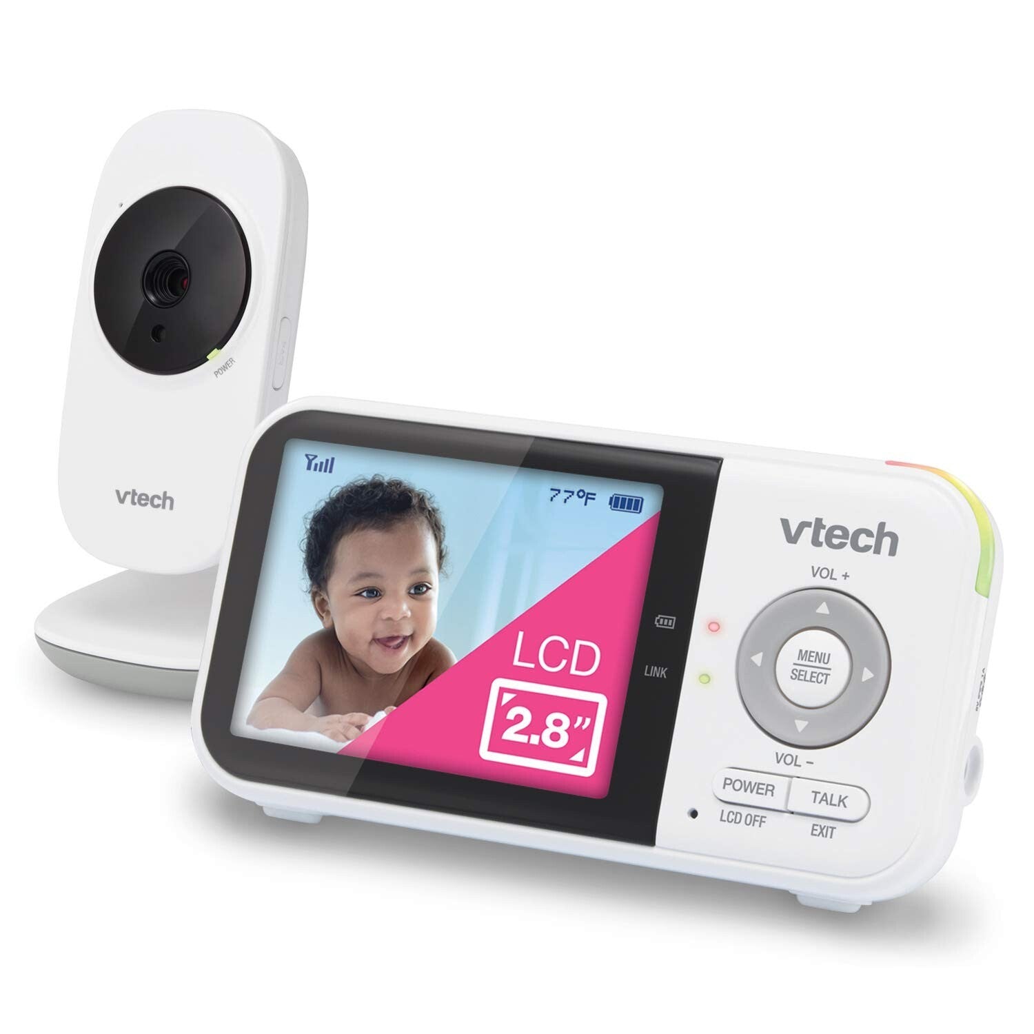 Portable Baby Monitor: 2.8” LCD, Lullabies & Temperature Sensor, No Wi-Fi Needed