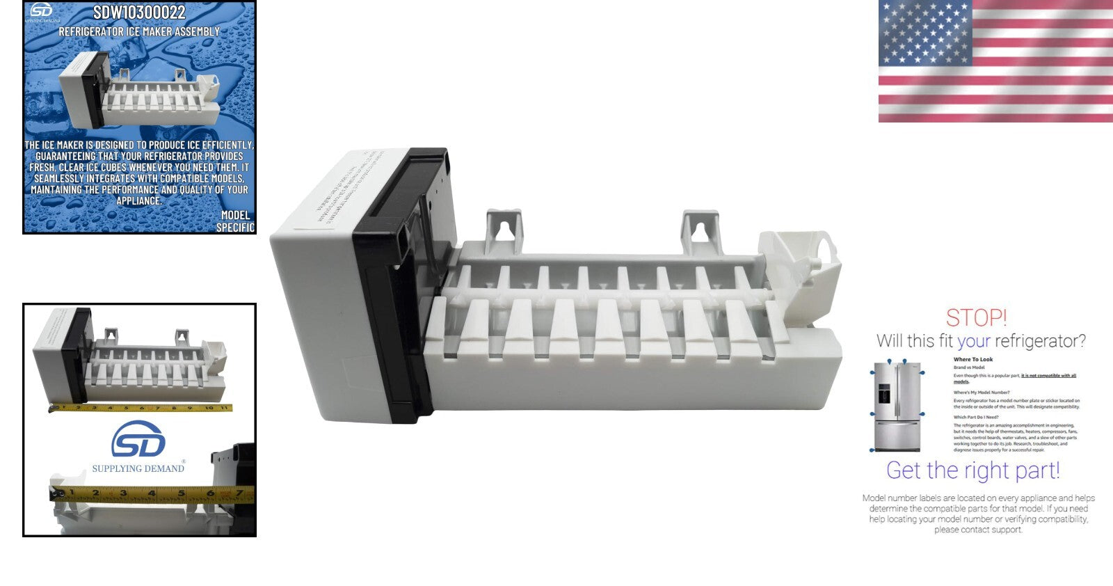 Efficient Ice Maker Replacement - W10300022, 11x4.5 inch for Side-by-Side Use