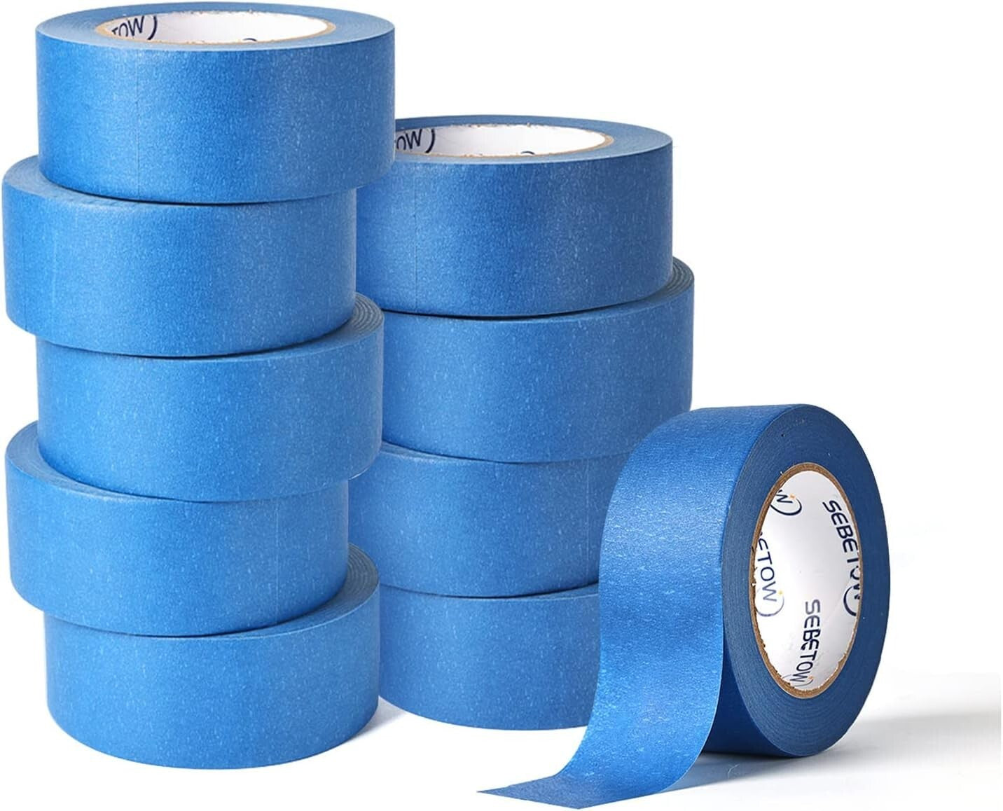 Professional Grade Painters Tape - 10 Rolls Blue Masking Tape, 2" x 55 Yards