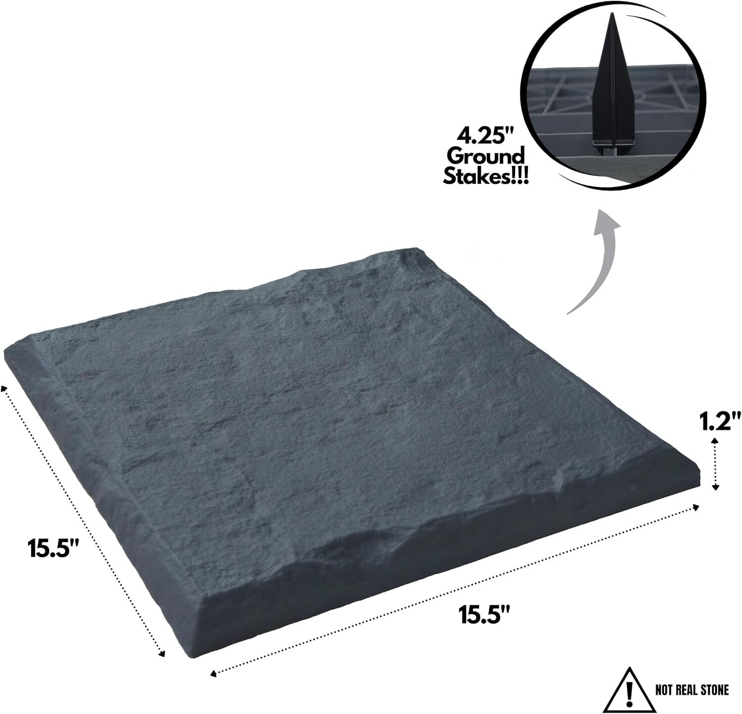 15.5” Decorative Resin Stepping Stones with Stakes for Stylish Outdoor Pathways
