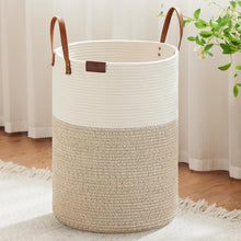 Load image into Gallery viewer, Durable 100L Laundry Hamper with Leather Handle - Portable Woven Storage Basket