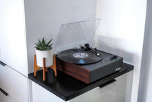 Load image into Gallery viewer, Versatile Espresso Turntable: 3-Speed, Bluetooth, with Hi-Fi Speakers Included