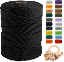 Load image into Gallery viewer, Versatile 5mm Twisted Black Cotton Rope - 328 Yards for Crafting and Decor