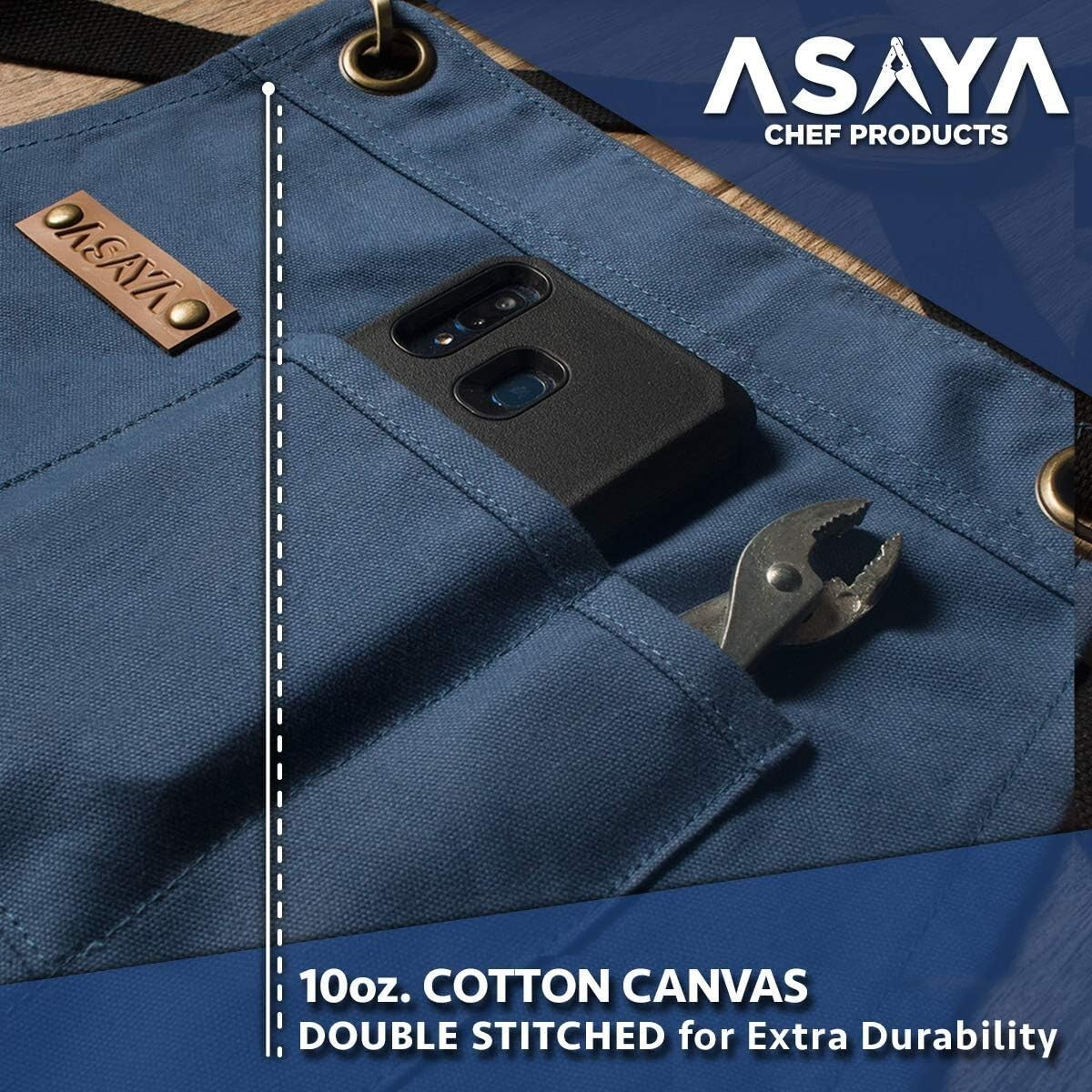 Adjustable Chef & BBQ Apron - 10oz Cotton Canvas with Practical Accessories