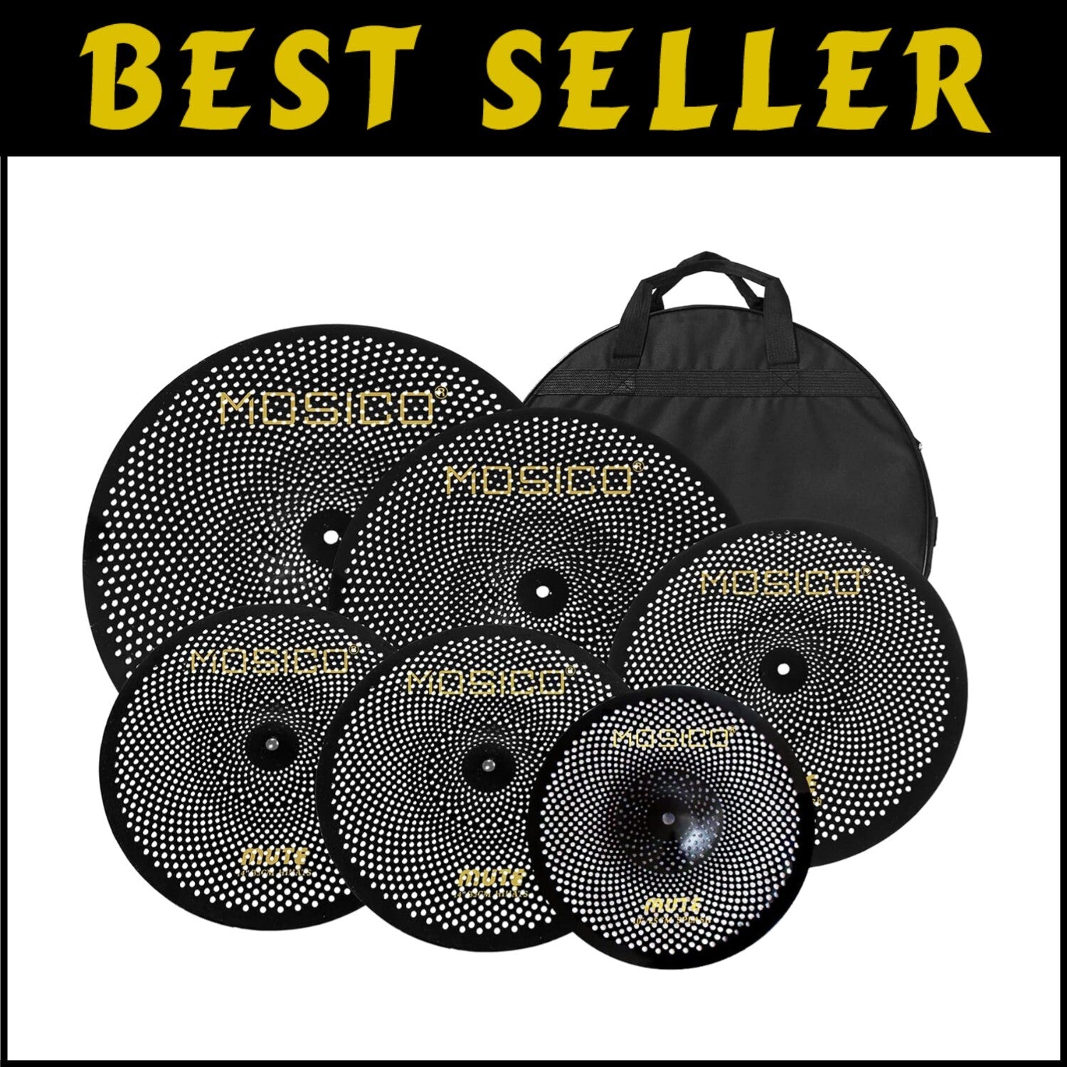 Complete Low Volume Cymbal Set for Drummers: 6 Pieces with Drum Bag Included