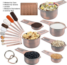 Load image into Gallery viewer, Copper Measuring Cups and Stainless Steel Spoons Set for Perfect Precision