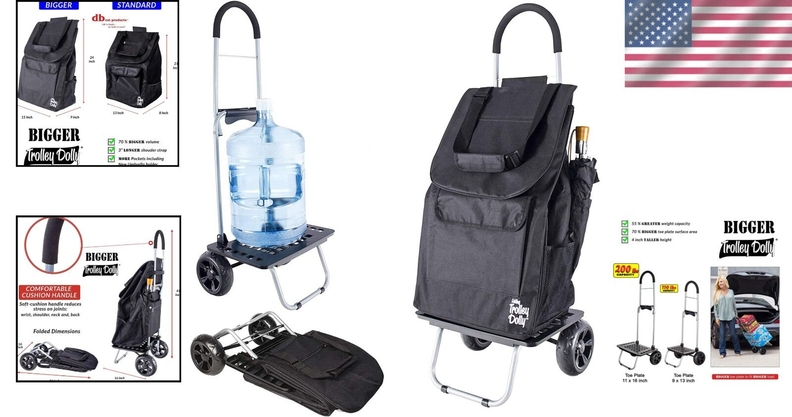 Bigger Trolley Dolly: Heavy-Duty Foldable Shopping Cart with Cushioned Handle