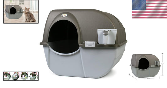 Efficient Grey Self-Cleaning Cat Litter Box with Pull-Out Tray - Regular Size