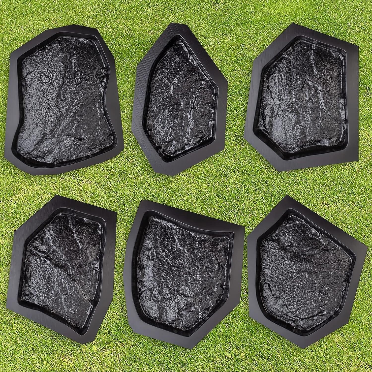 6 Pack Reusable Concrete Molds for Stunning Flagstone Pathway Designs