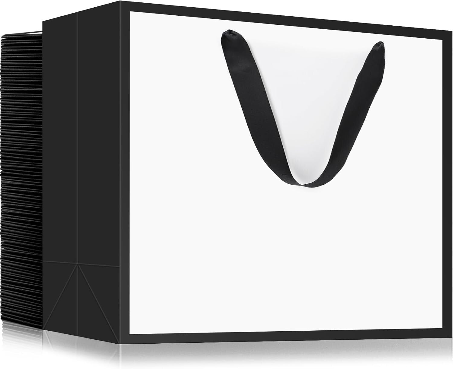 Elegant Black/White Gift Wrap Bags - 50 Count, Perfect for Parties and Retail