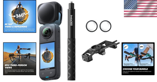 High-Performance 8K 360 Action Camera with AI Editing - Ultimate Cycling Bundle