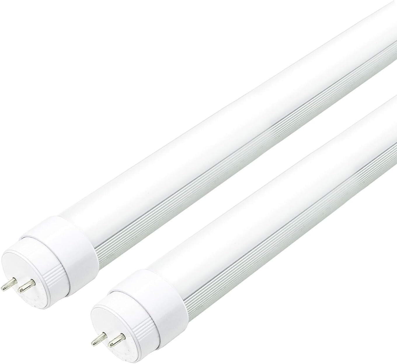 Double-End Input T8 LED Tube Light - 5000K Bright Daylight, 2-Pack, Easy Install