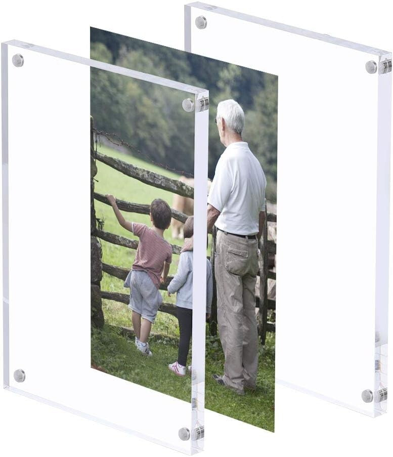 5x7 Acrylic Photo Frame Set - Elegant Magnetic Double-Sided Display (5 Pack)