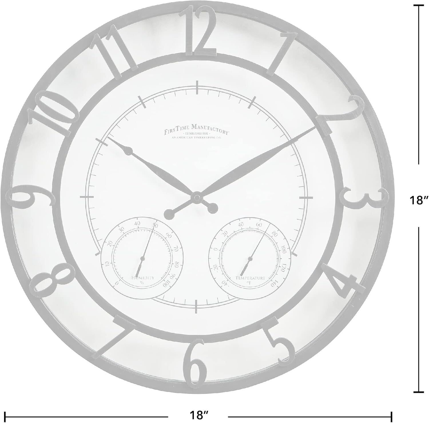 Multifunctional 18" Outdoor Wall Clock with Reading Thermometer & Hygrometer