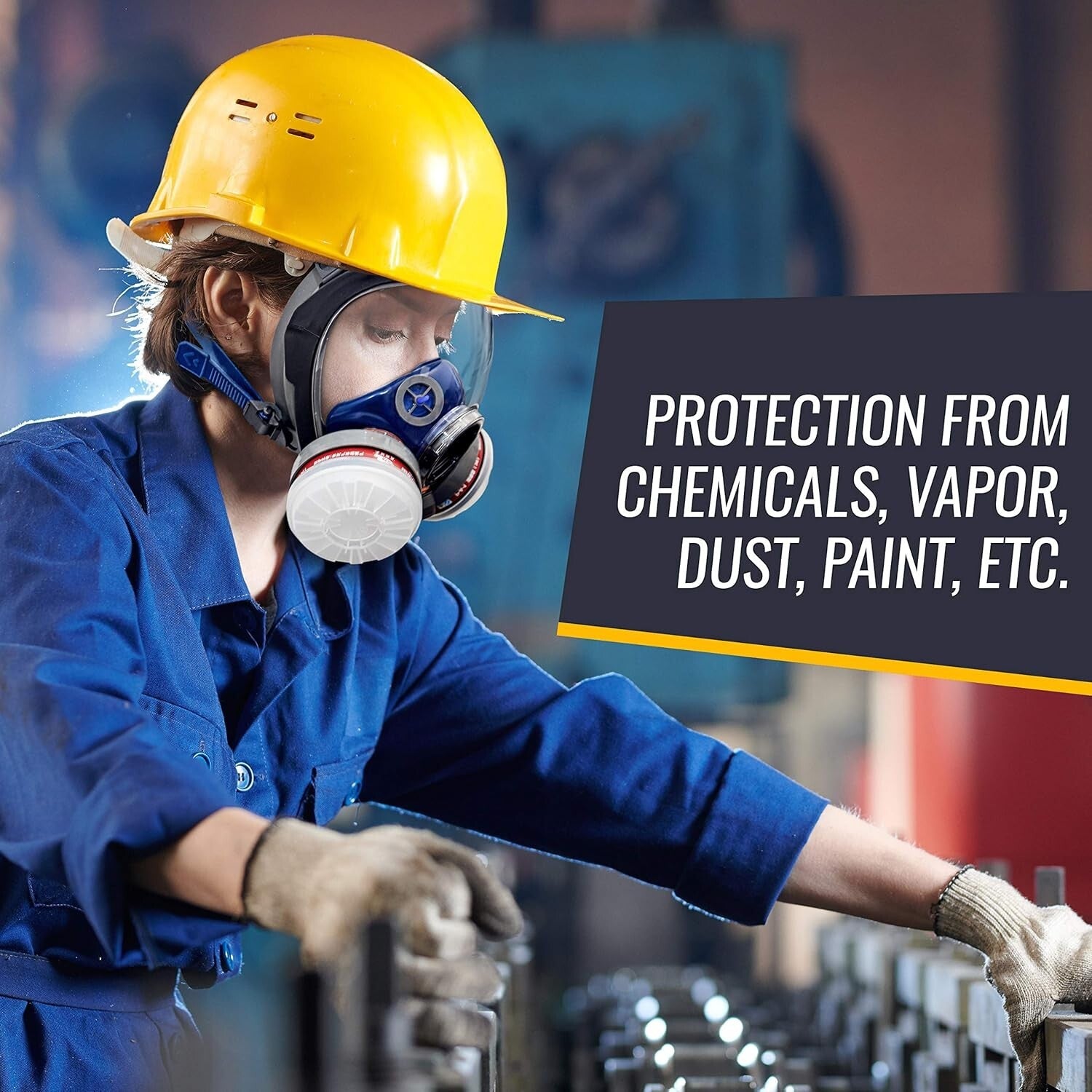 Full Face Organic Vapor Respirator with Anti-Fog Lens - Heavy Duty Protection