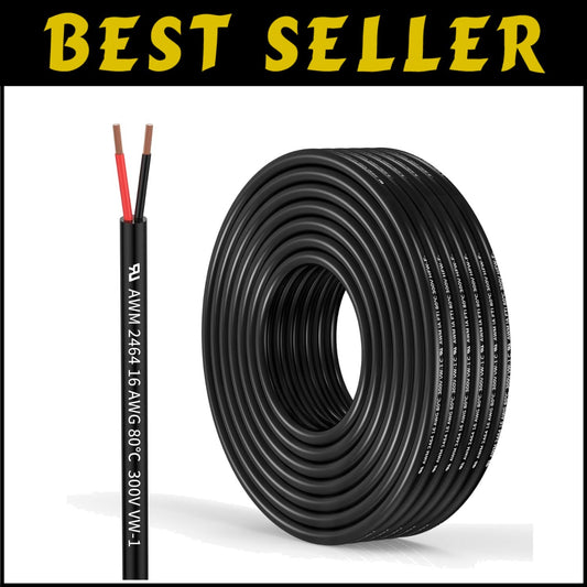 Flexible 16 Gauge 2C Electrical Wire - 100FT Low Voltage Stranded Copper