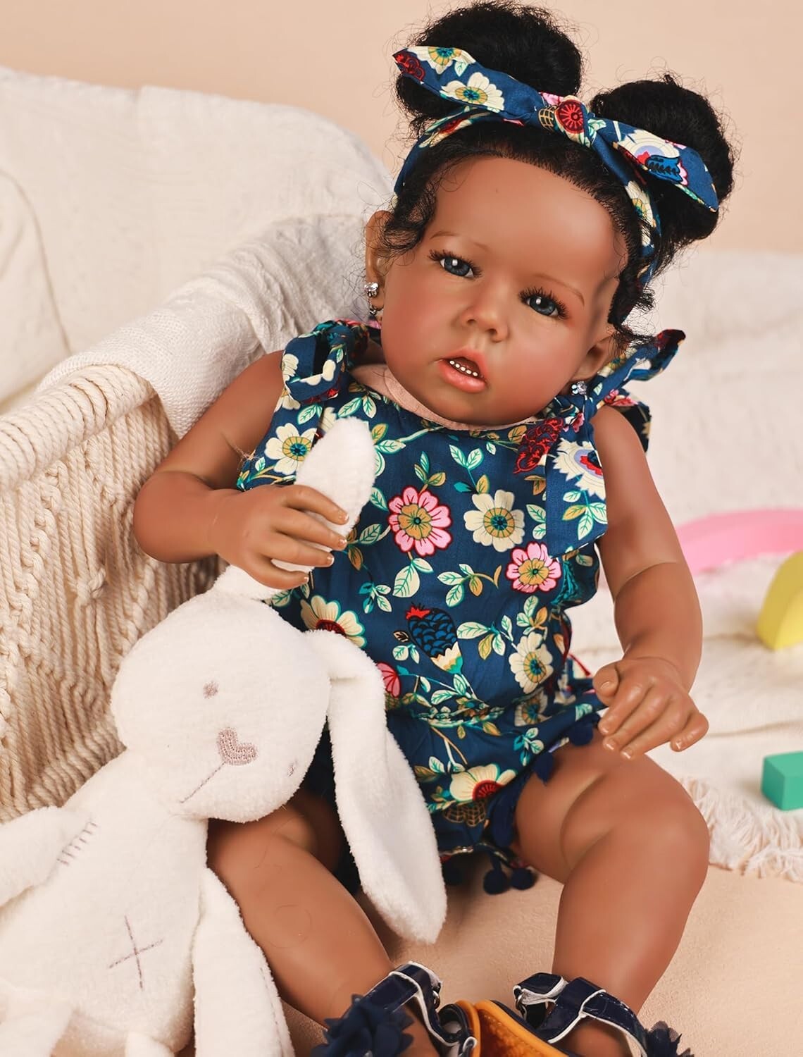 20-Inch Realistic African American Reborn Baby Doll with Curly Hair - Gift Ready